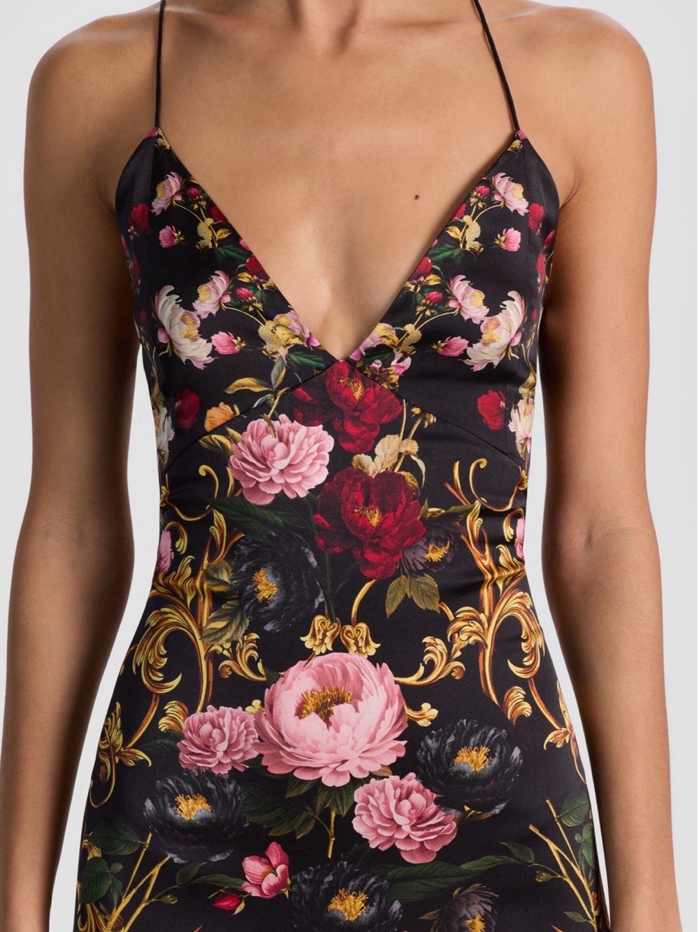 Alice + Olivia Milta Floral Mermaid Satin Slip Maxi Dress size 10 - Picture 4 of 14